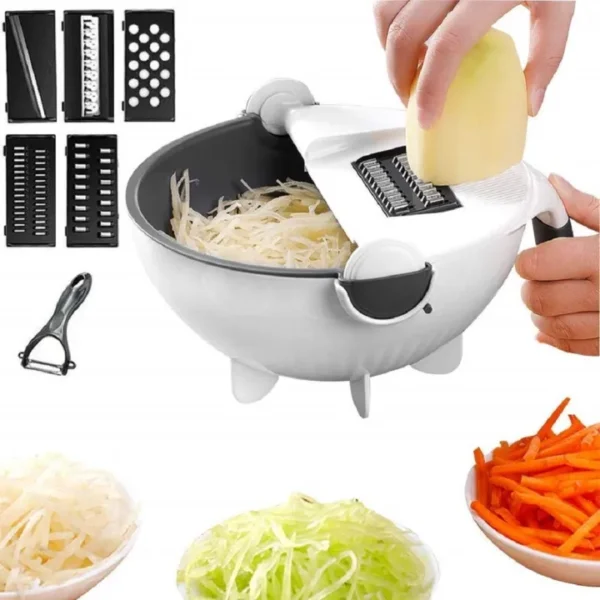 Magic Multifunctional Rotate Vegetable Cutter or Slicer with Drain Basket