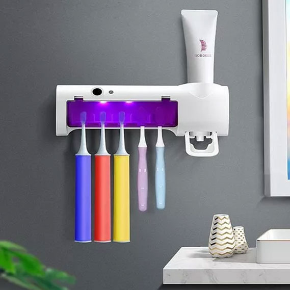 Multifunction UV Light Toothbrush Sterilizer Wall Mount Rack